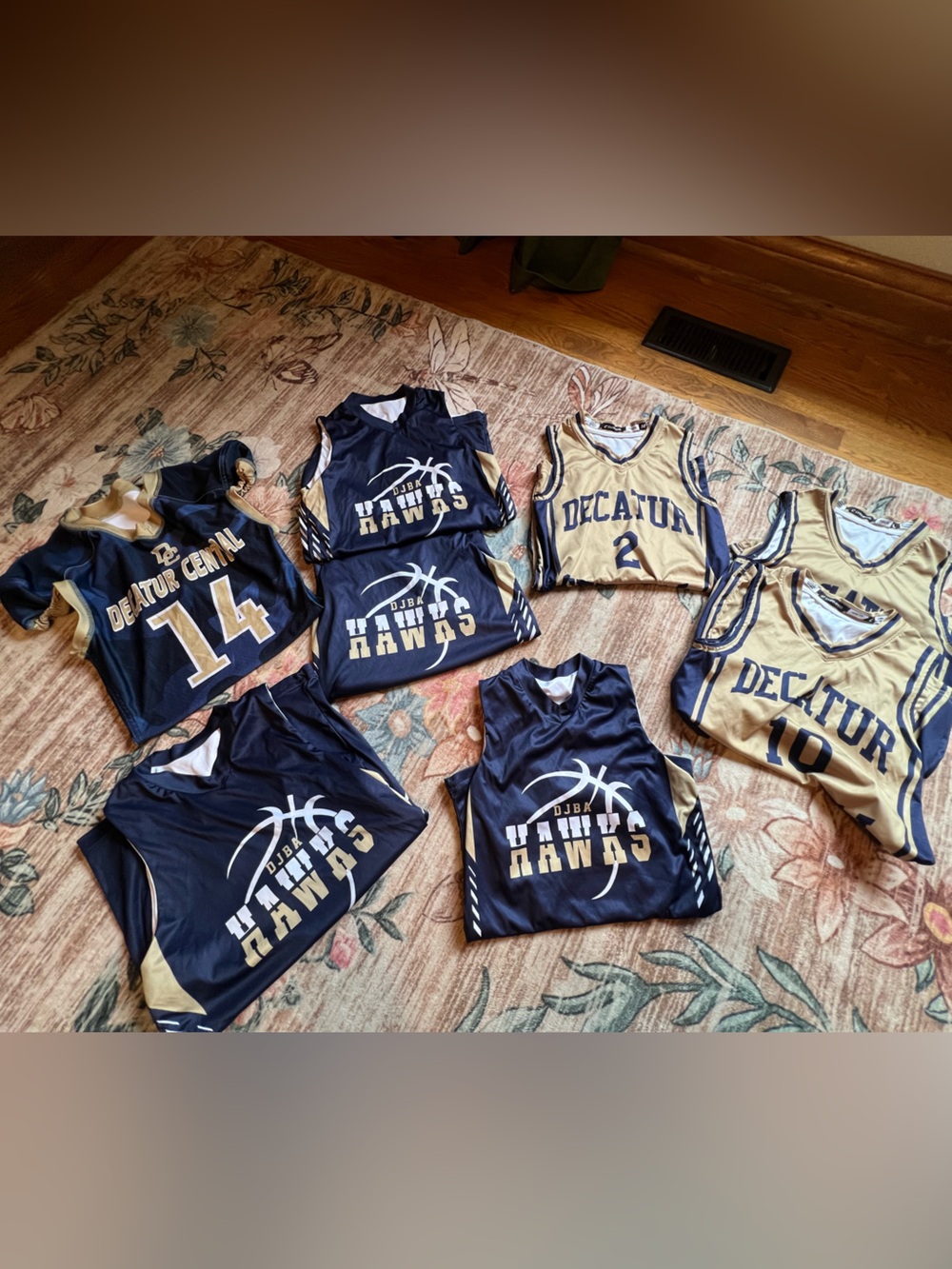 Decatur Youth Navy & Gold Basketball Jersey & Football Jersey Lot